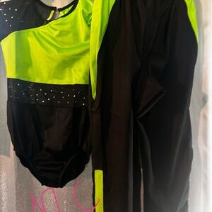 Weissman Neon Green and Black Dance Costume